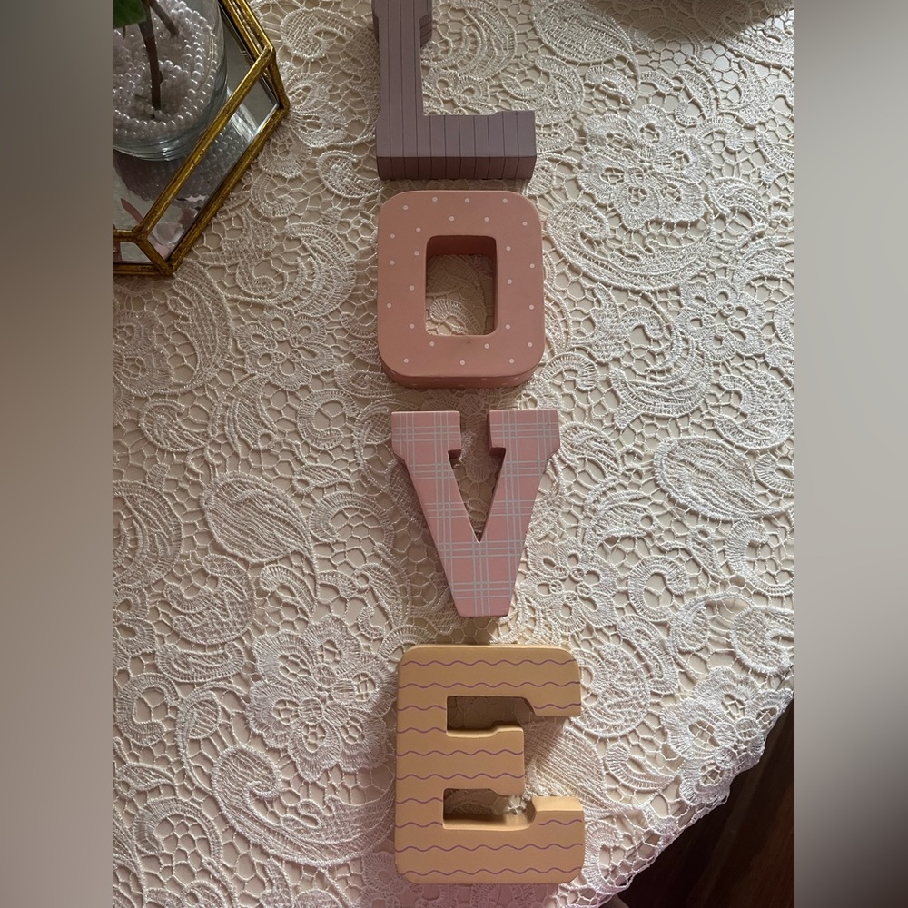 Decorative LOVE Block Letters in Pink and Pastel Colors